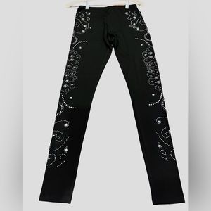 Venus Black Stretch Fitted Metallic Jeweled Hardware Polyester/Spandex Sz. XS